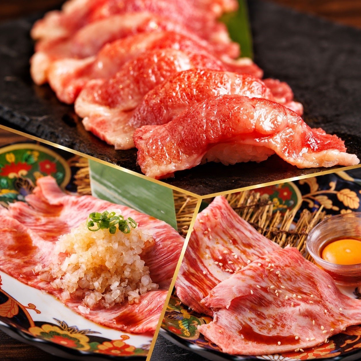 肉寿司や炙り和牛肉巻き寿司などの肉料理