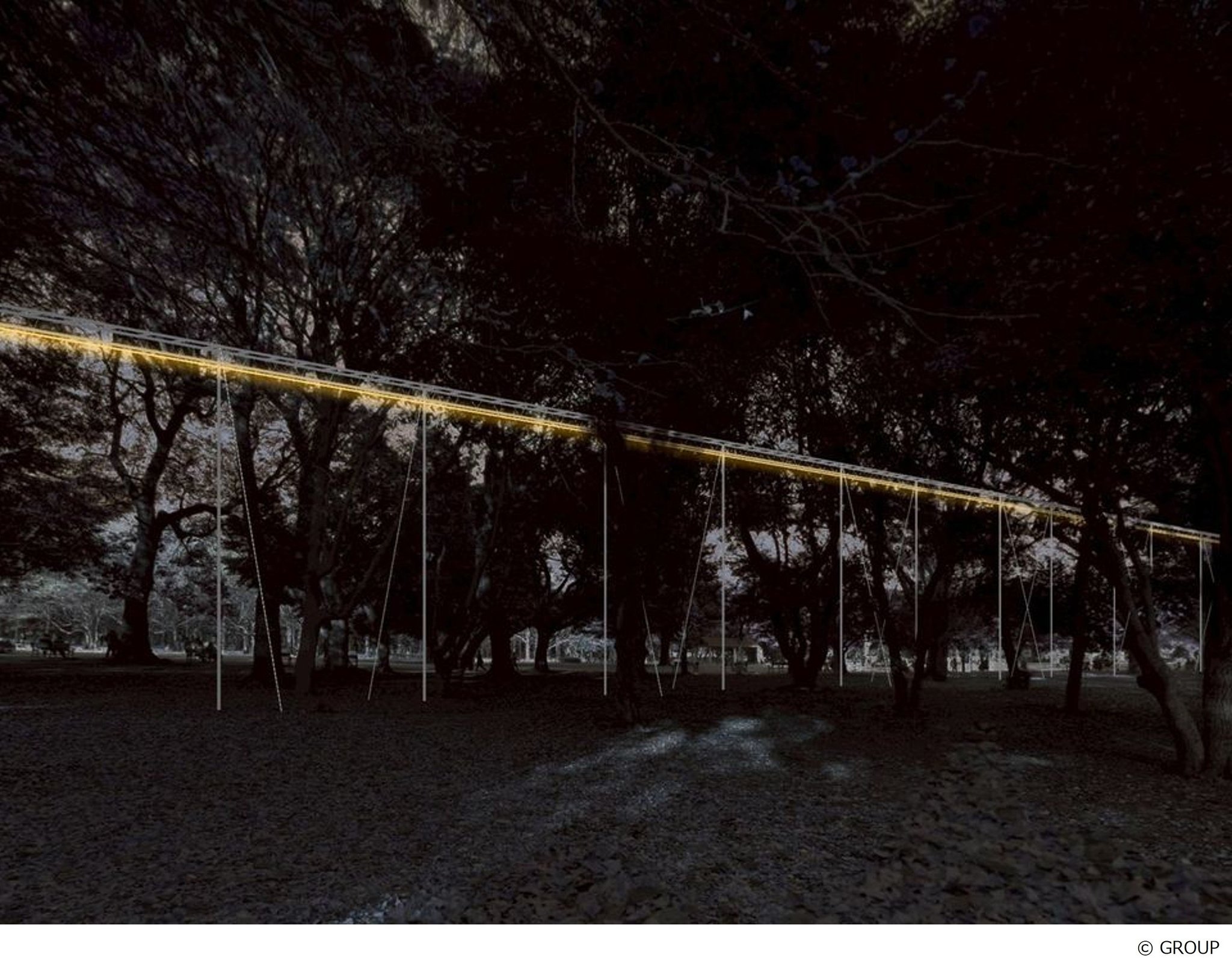 「100 Fluorescent Lamps, a 64-Meter Straight Line」