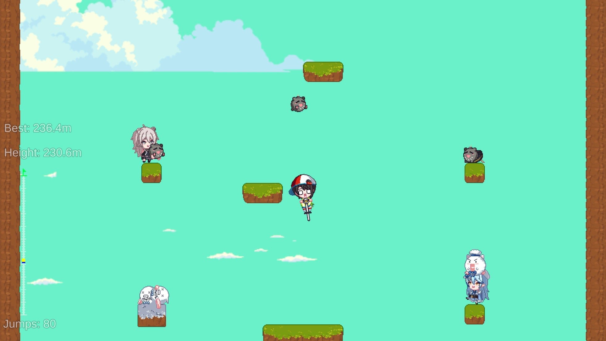 ポゴスティックに乗った大空スバルのプレイ画面