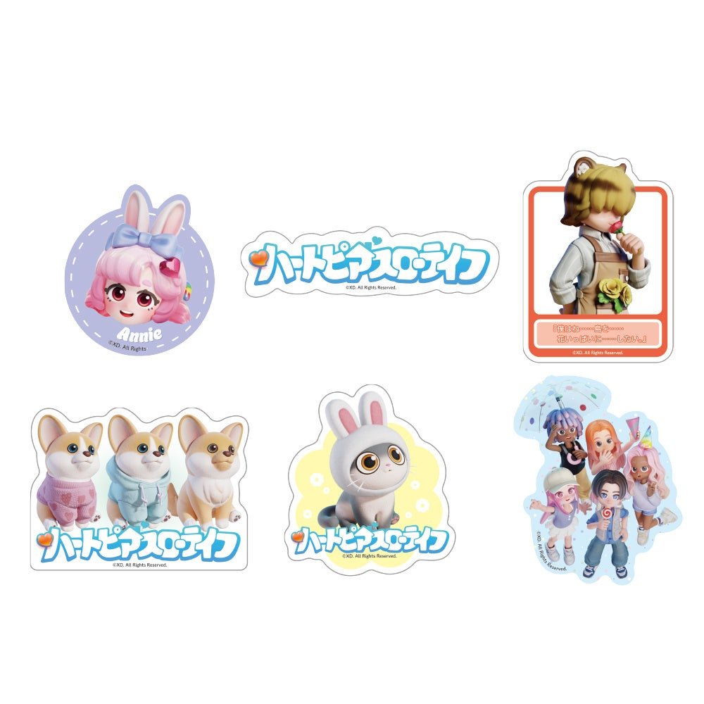 ハートピアスローライフ×ヴィレッジヴァンガード ステッカー全6種