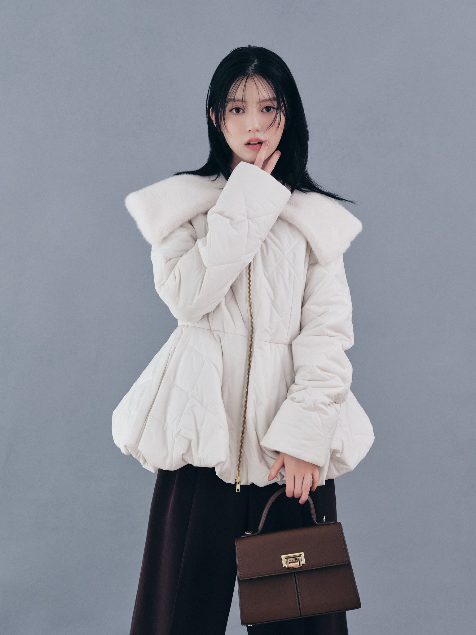 2WAYファーカラーキルティングコート
