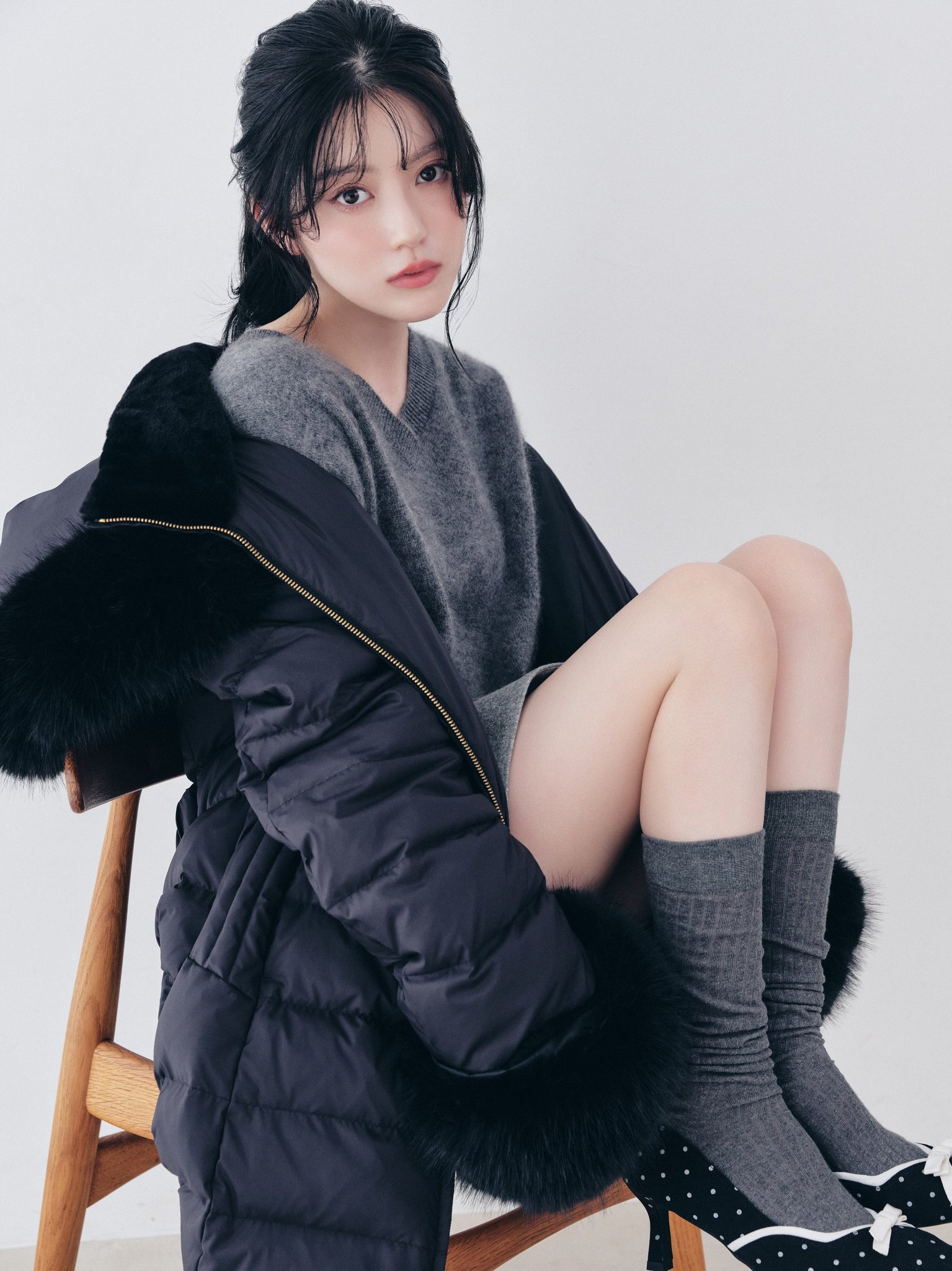 2WAYファーフードロングダウンコート