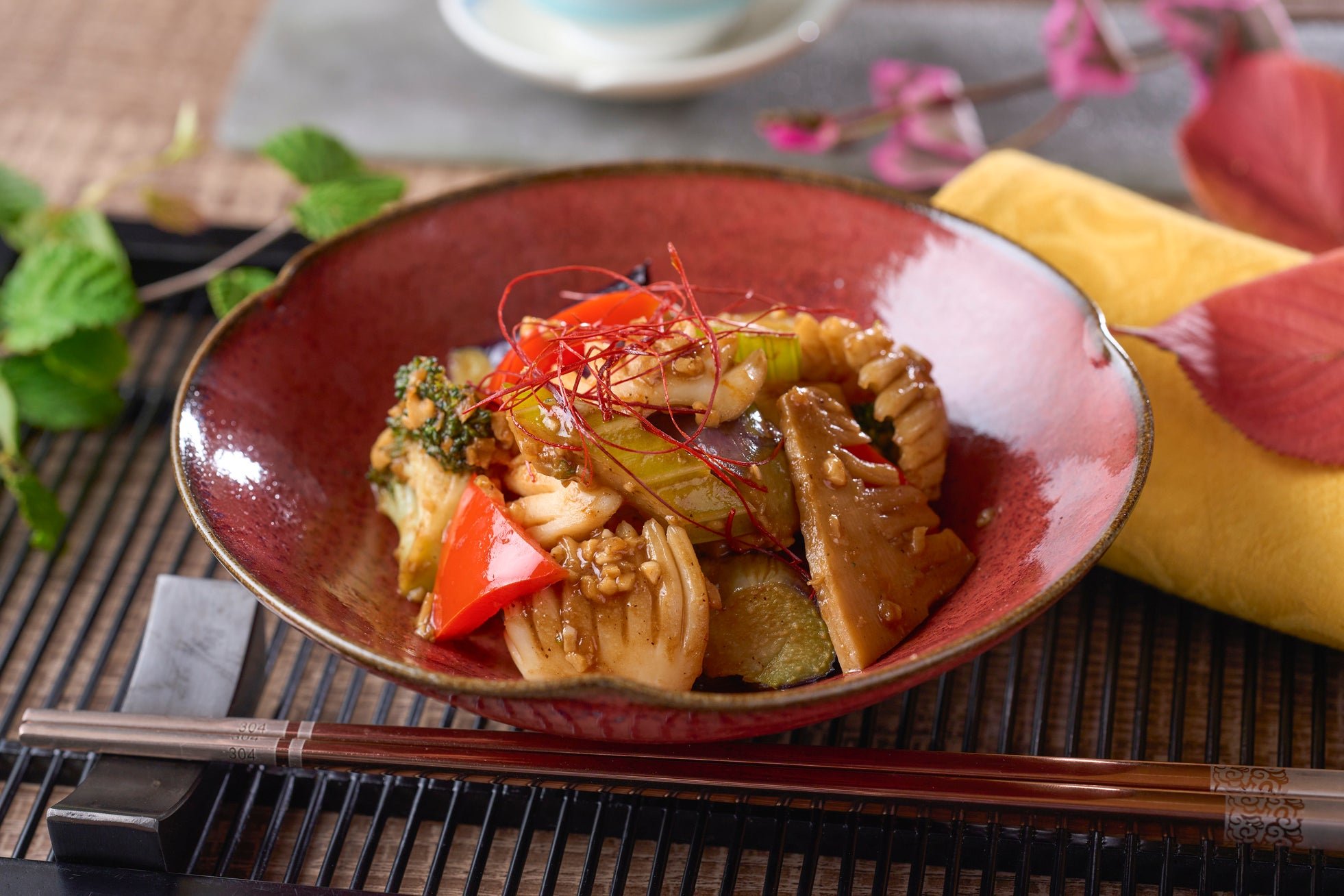 いかとカラフル野菜の豆豉炒め