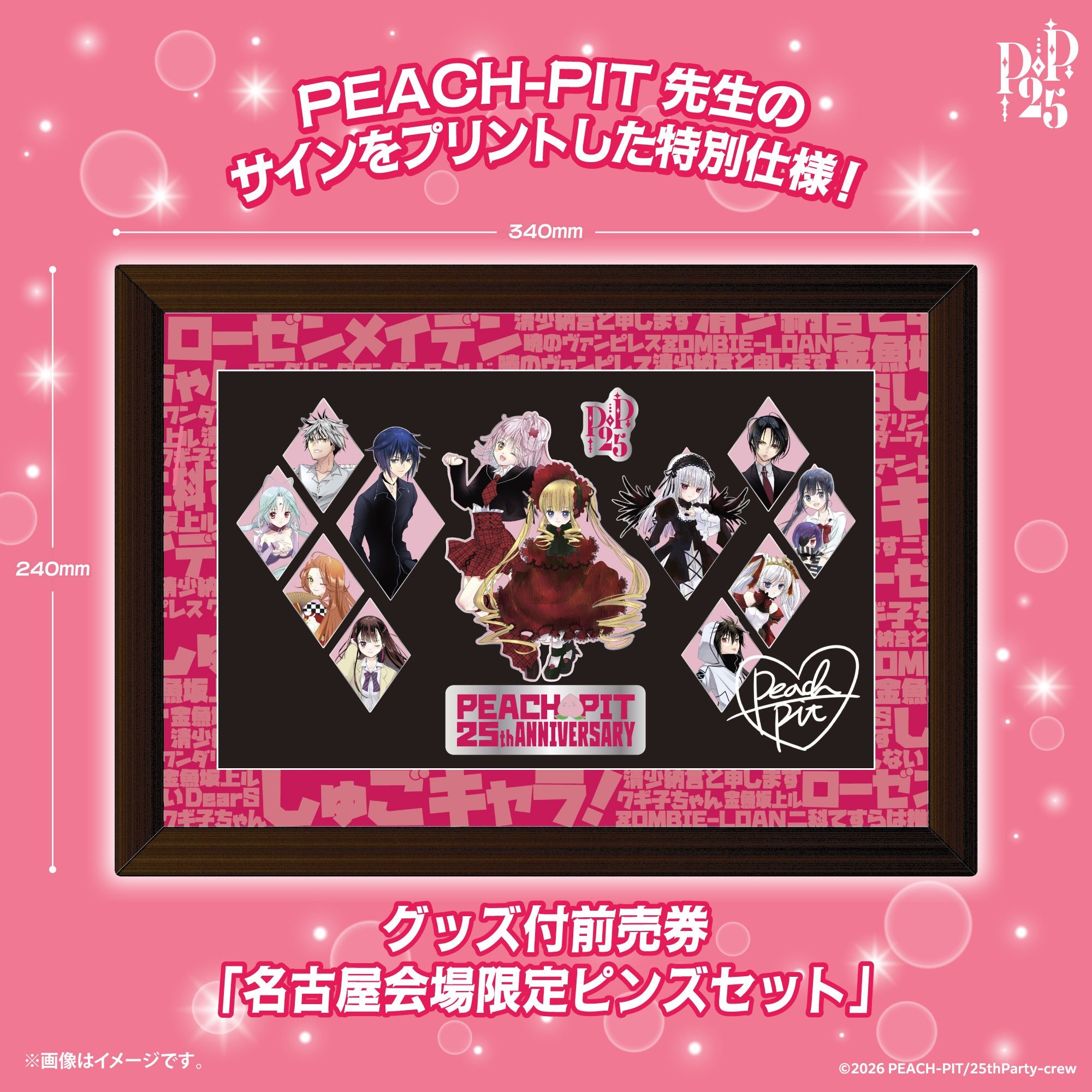 名古屋会場限定ピンズセット（PEACH-PIT先生のサインがプリントされた特別仕様）