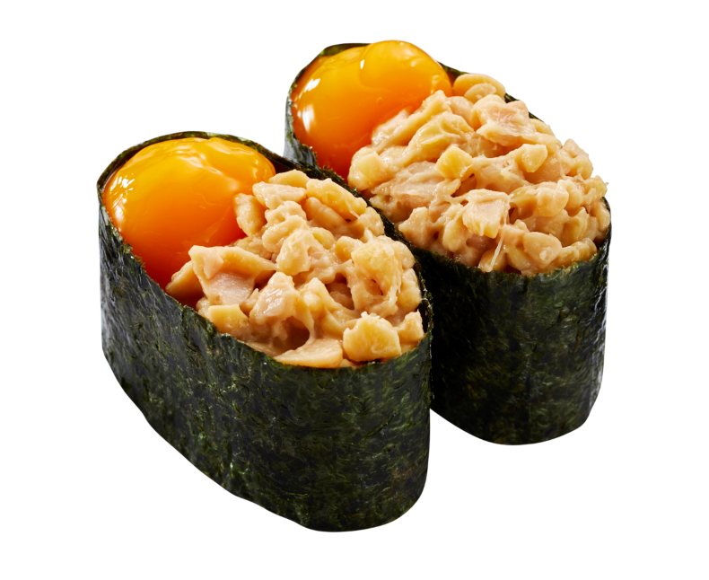 卵黄納豆軍艦 納豆と卵黄をのせた軍艦巻き