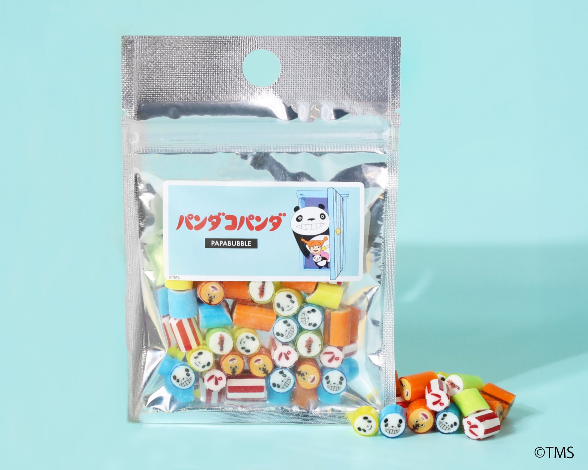 パンダコパンダラベル付きPAPABUBBLEのキャンディパッケージ