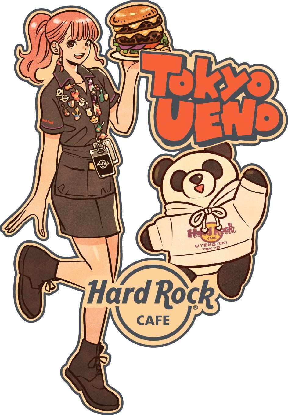 「タケウチリョースケxハードロックカフェ上野 Server Girl Pin」