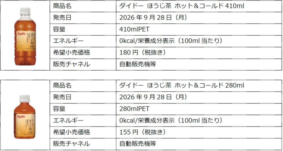 【ダイドードリンコ株式会社】 新商品ブランドロゴを採用したパッケージに刷新 「ダイドー ほうじ茶 ホット＆コールド」リニューアル新発売 by PR TIMES
