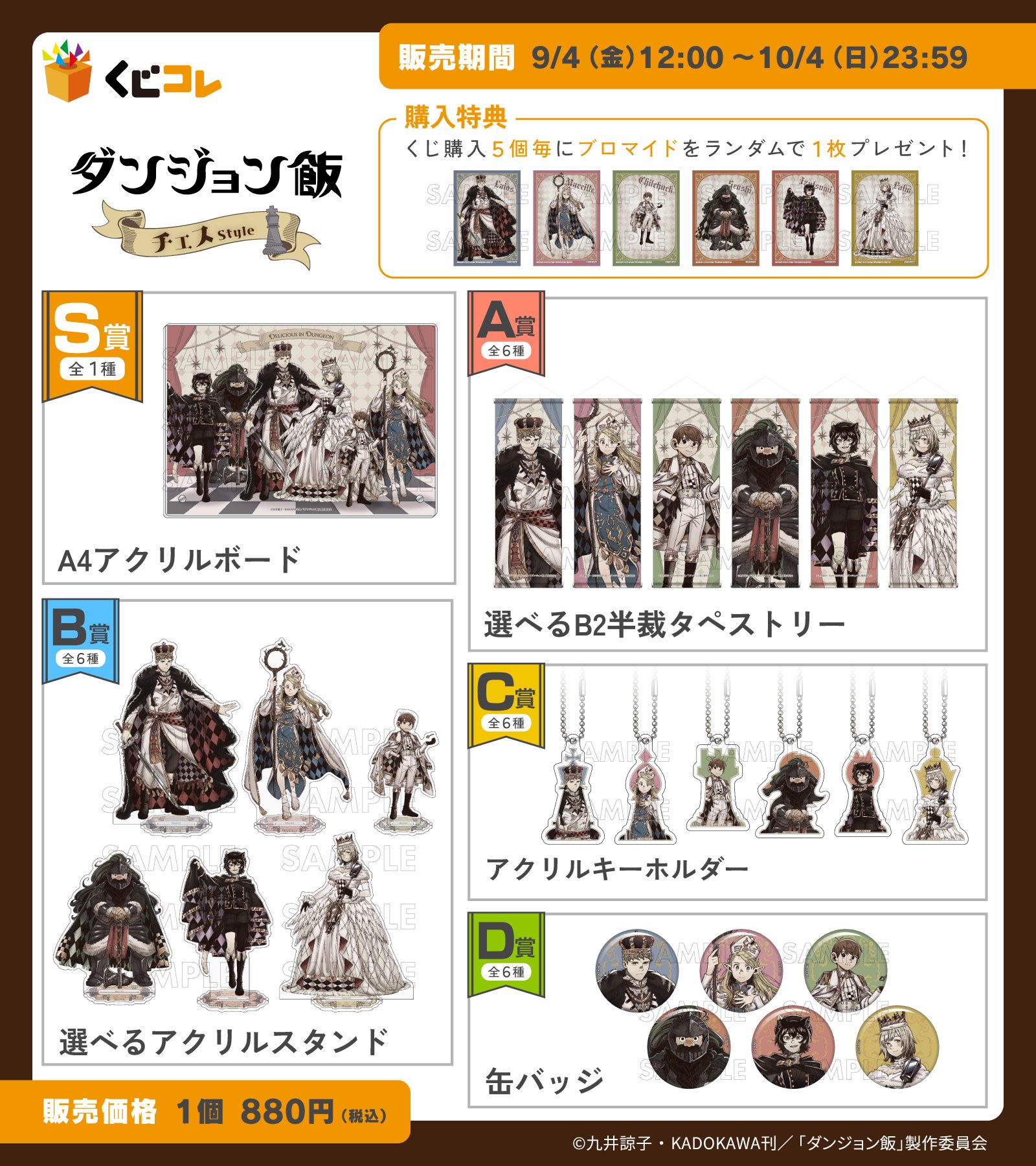 各賞(S・A・B・C・D賞)のグッズ一覧と販売期間の案内