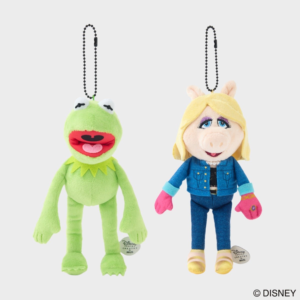 〈Disney SERIES CREATED by MUS〉マペッツマスコット 左.カーミット／右.ミス・ピギー