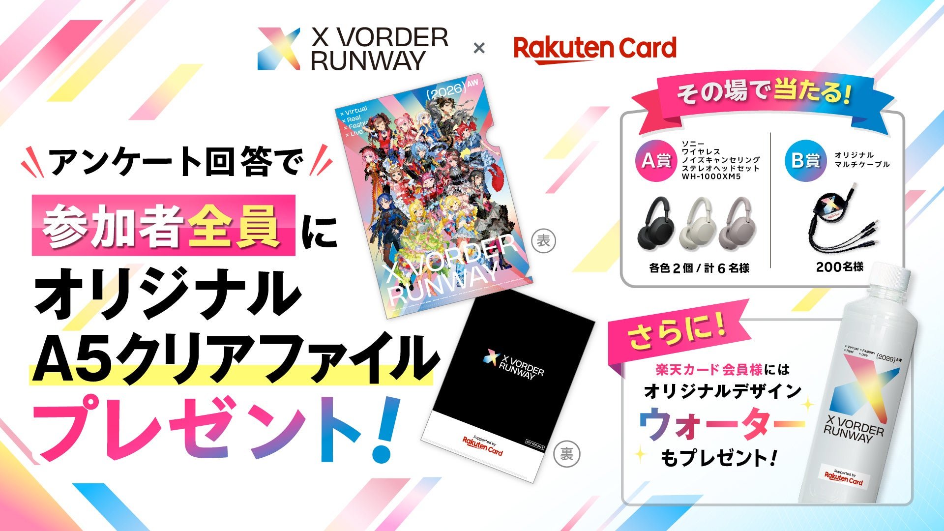 アンケート回答者全員プレゼントのオリジナルA5クリアファイルとその場で当たる抽選会の賞品