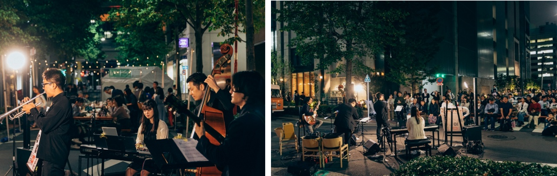 野外ステージでのJAZZ演奏と観客