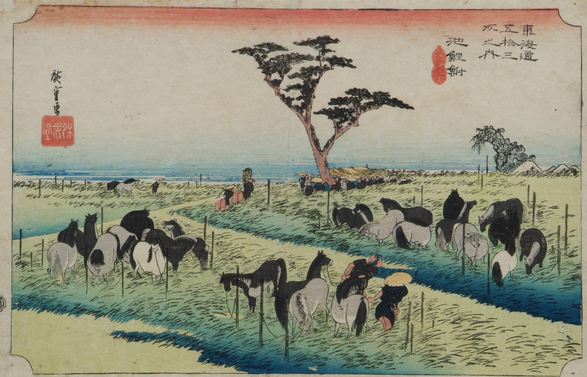 歌川広重『東海道五拾三次之内 池鯉鮒 首夏馬市』