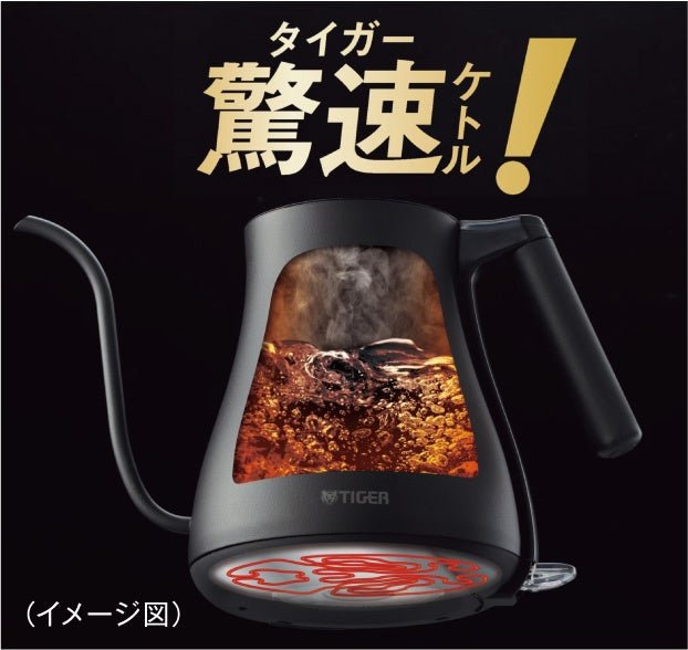 沸くの速すぎ！タイガー驚速（きょうそく）電気ケトル ②カップ1杯分 約45秒 ※1 ！ 業界最速スピード沸とう ※2
