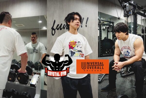 UNIVERSAL OVERALL×CRYSTAL GYM コラボTシャツ 着用イメージ