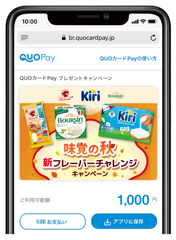 いつもの定番コース QUOカードPay1,000円分の画面イメージ