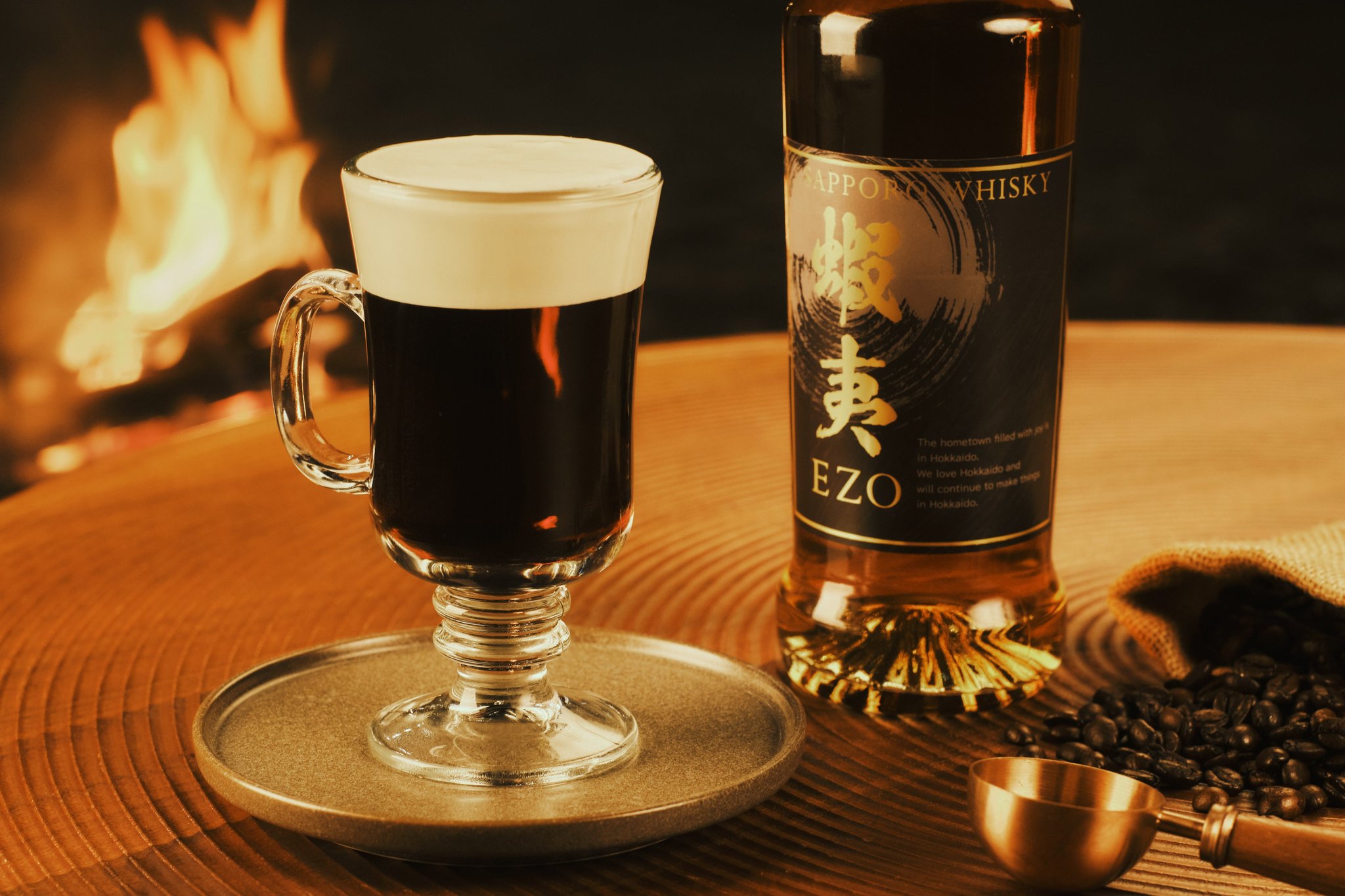 蝦夷ウイスキーを使用した「エゾリッシュコーヒー」