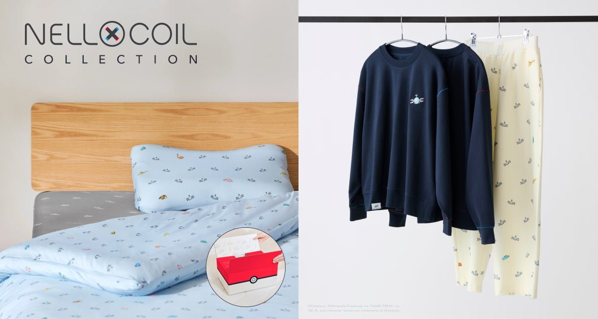 NELL×COILの寝具とモンスターボール柄の箱