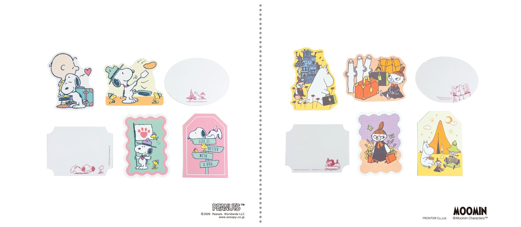 ミニメッセージカード「ピーナッツ」「ムーミン」