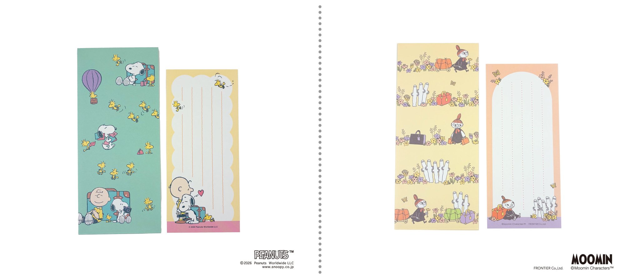 一筆箋セット「ピーナッツ」「ムーミン」