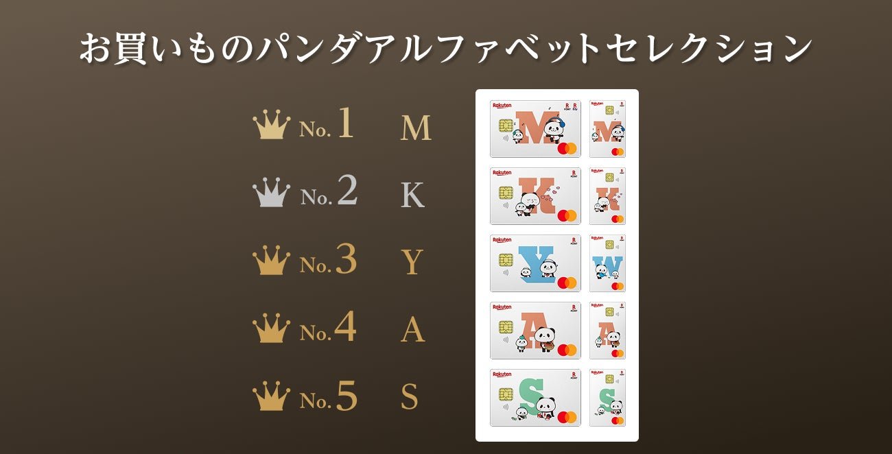 楽天カード お買いものパンダ アルファベットセレクション 人気ランキングTOP5
