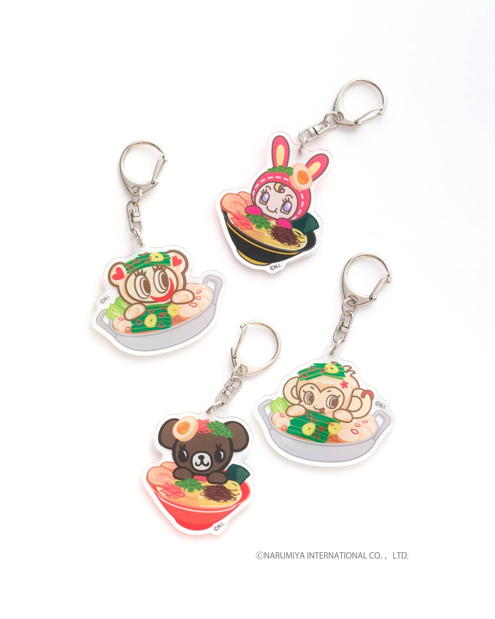■POP UP SHOP アイテムラインナップ / ラーメン・もつ鍋アクリルキーホルダー \660（税込）