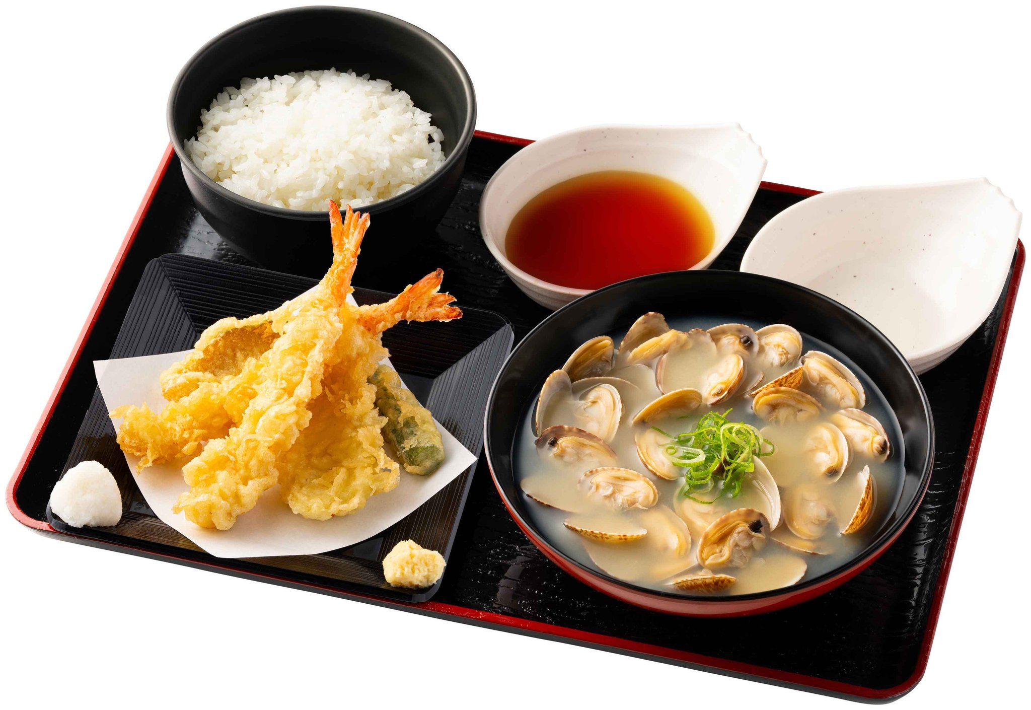 海老天盛り貝汁定食