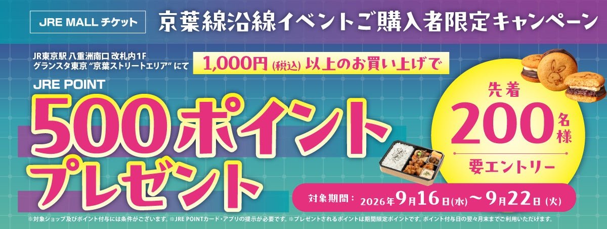 JRE MALLチケット購入者限定!グランスタ東京 京葉ストリートエリアで使えるおでかけ応援キャンペーンを実施
