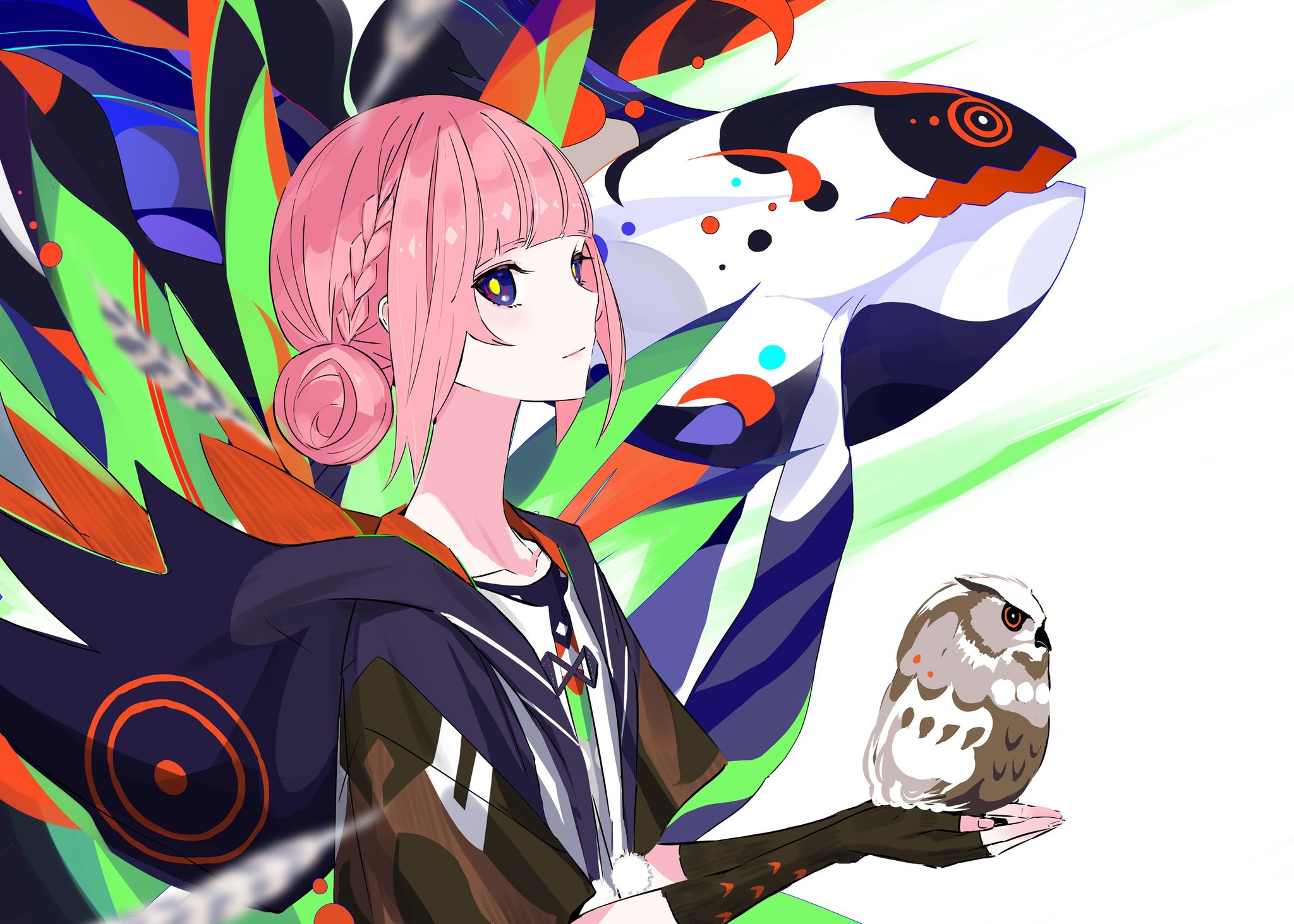 花譜さんのイラスト（フクロウと共に）