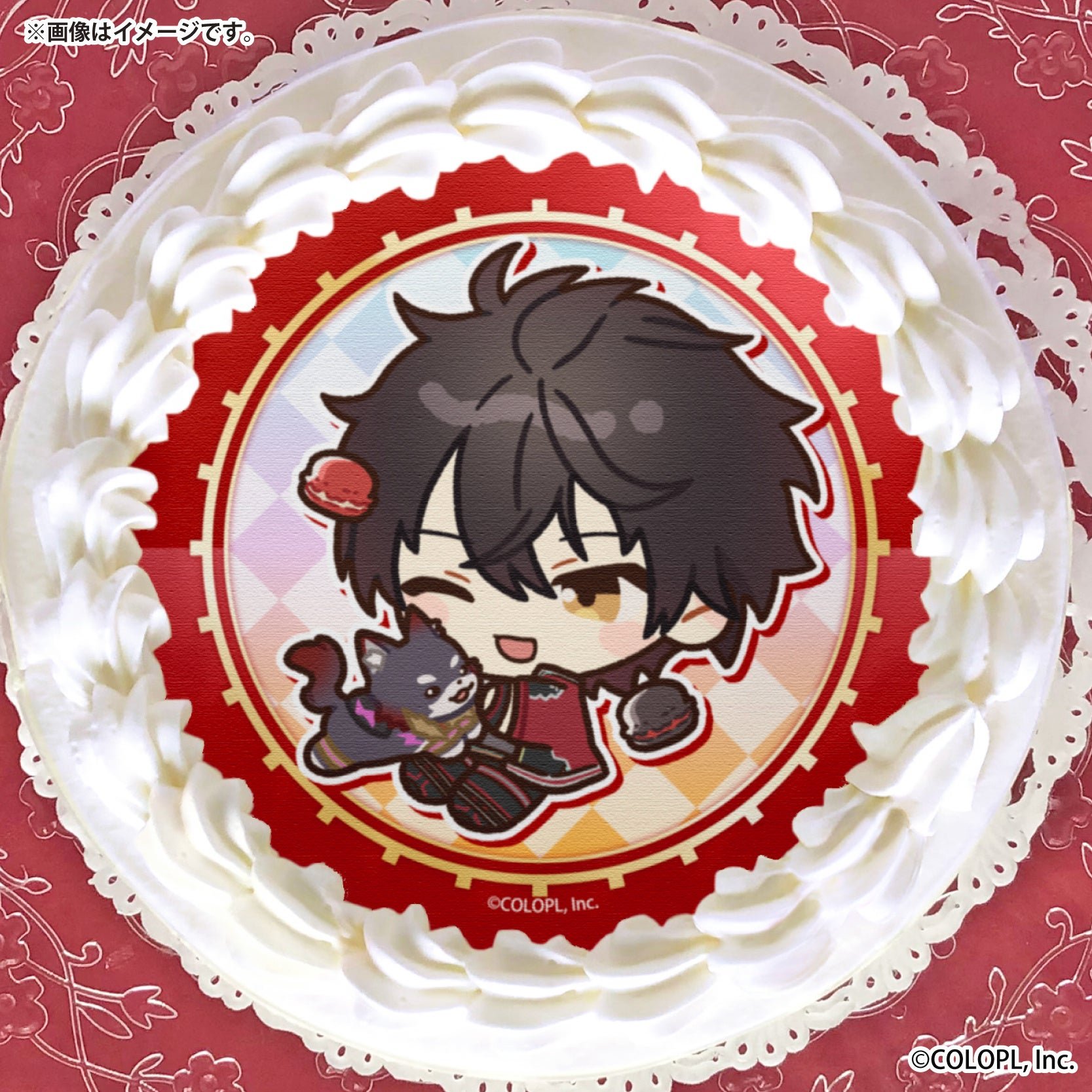 赤デザインのプリケーキ