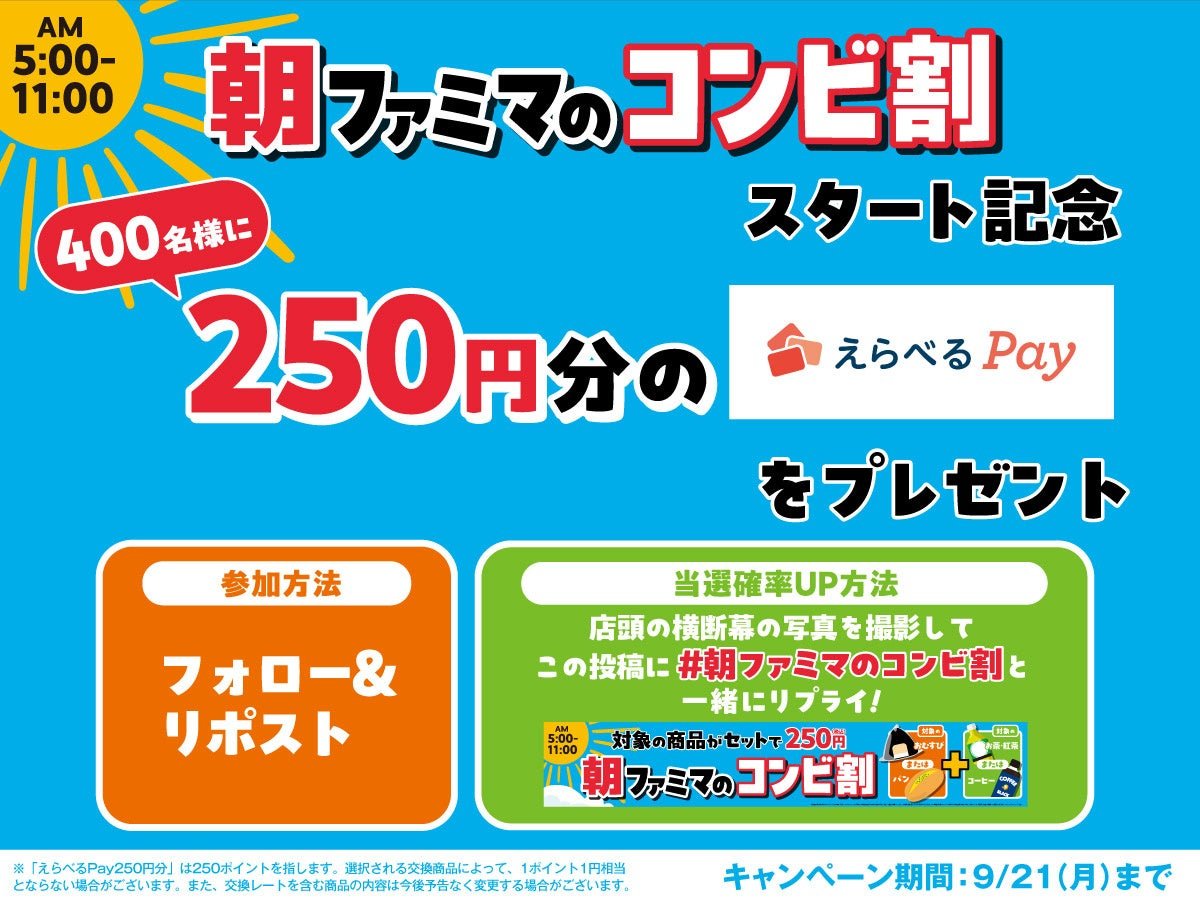 朝ファミマのコンビ割 スタート記念キャンペーン