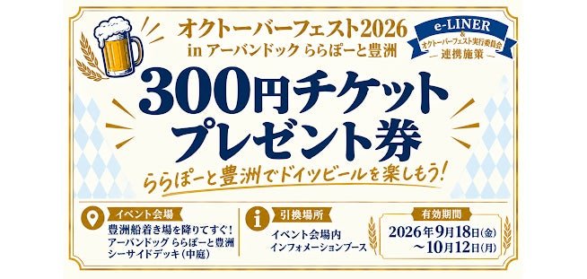 オクトーバーフェスト2026とNihonbashi e-LINER連携の300円チケットプレゼント券