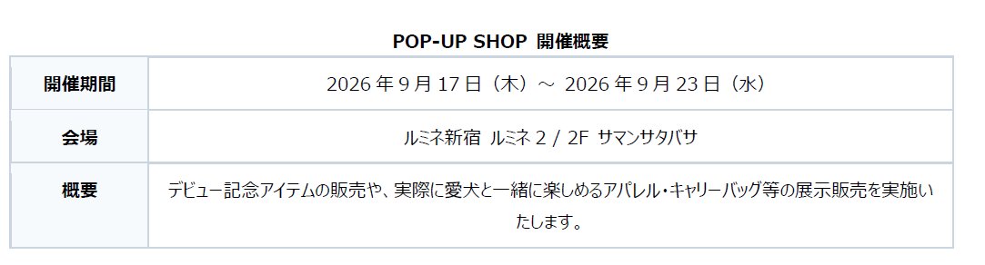 POP-UP SHOP開催概要