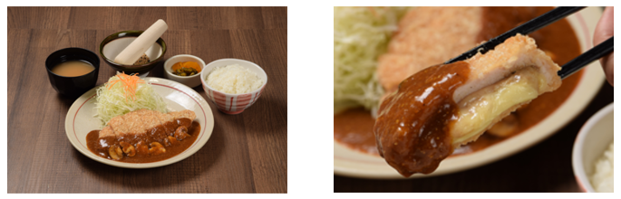 デミ香るハムチー包みかつ定食の断面