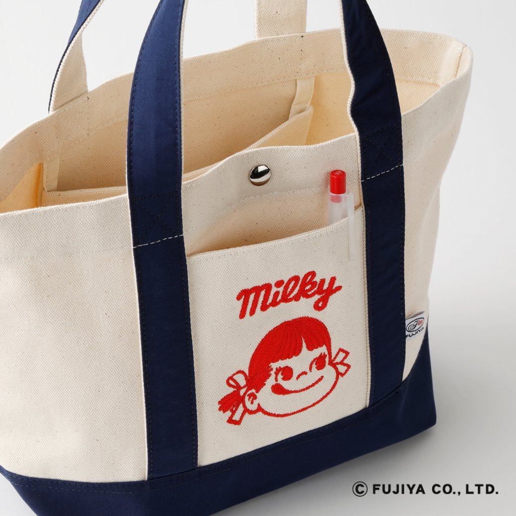 紀ノ国屋 不二家コラボランチトート ペコちゃん刺繍アップ