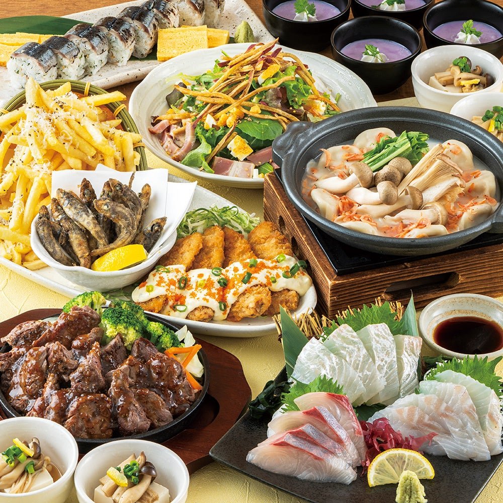 4,500円コースの秋刀魚棒寿司と牛肉料理