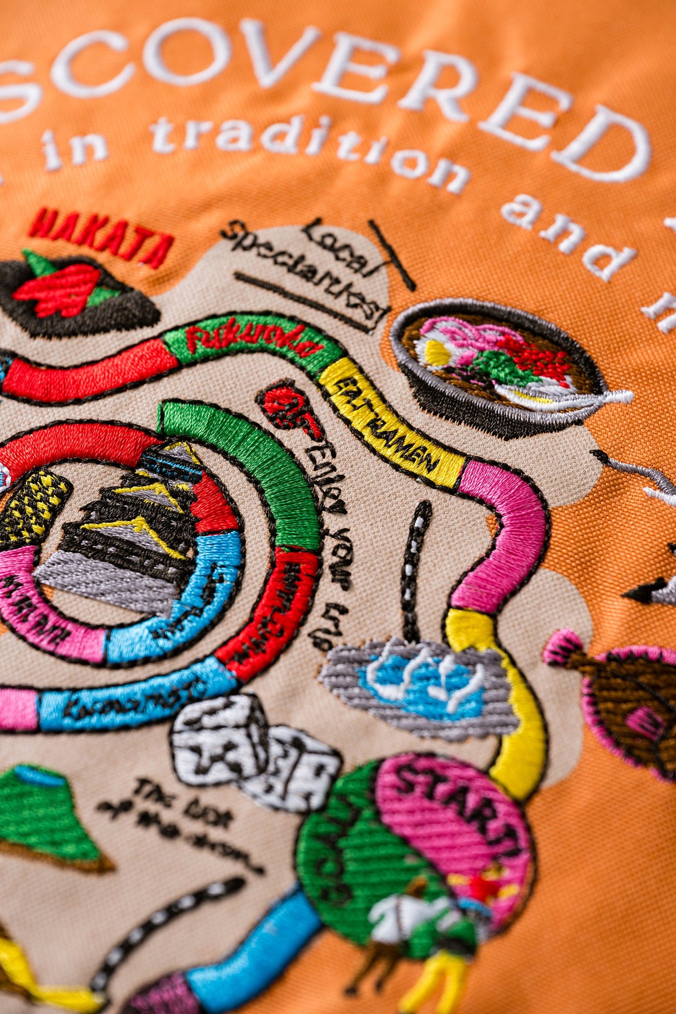 刺繍バッグのすごろく風デザイン(拡大)
