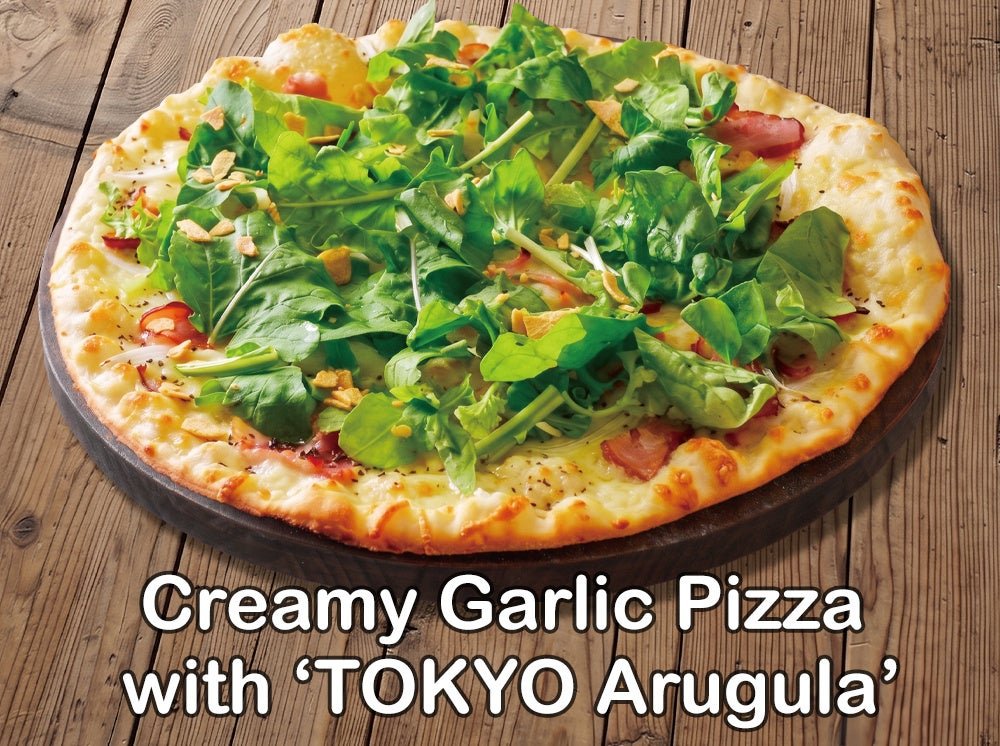 東京ルッコラのクリーミーガーリックピザ