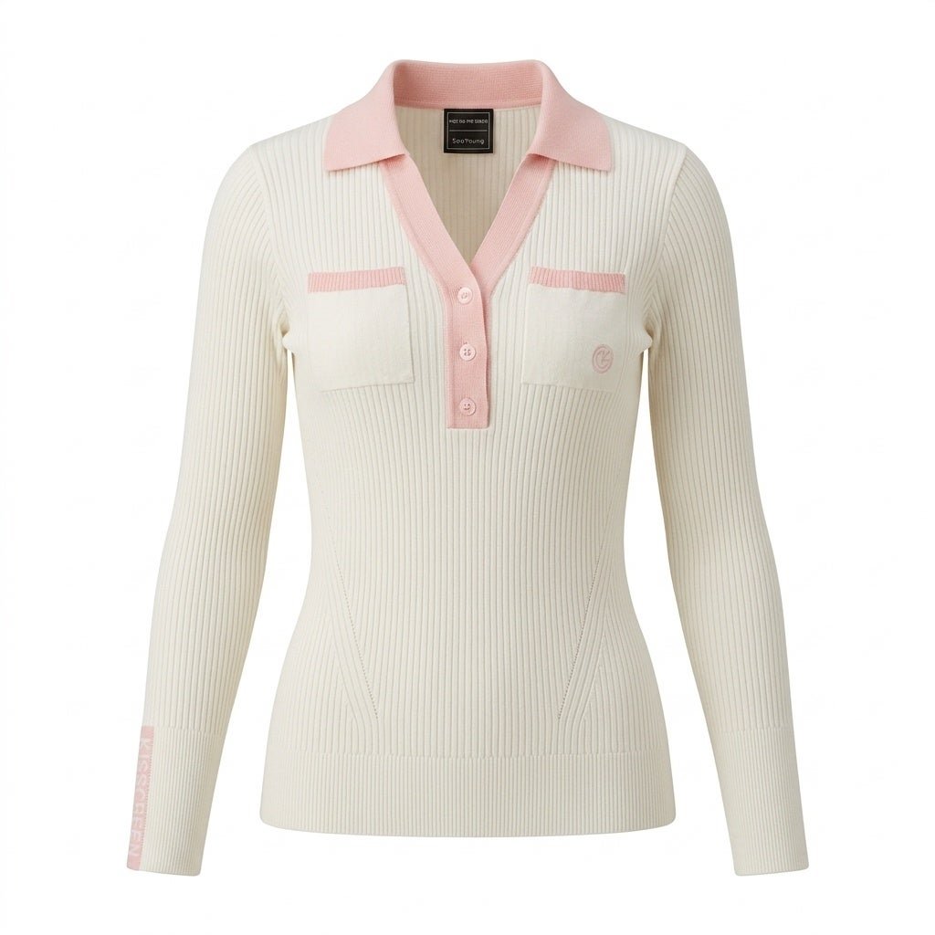 Long-Sleeve Knit Polo(OFF-WHITE)