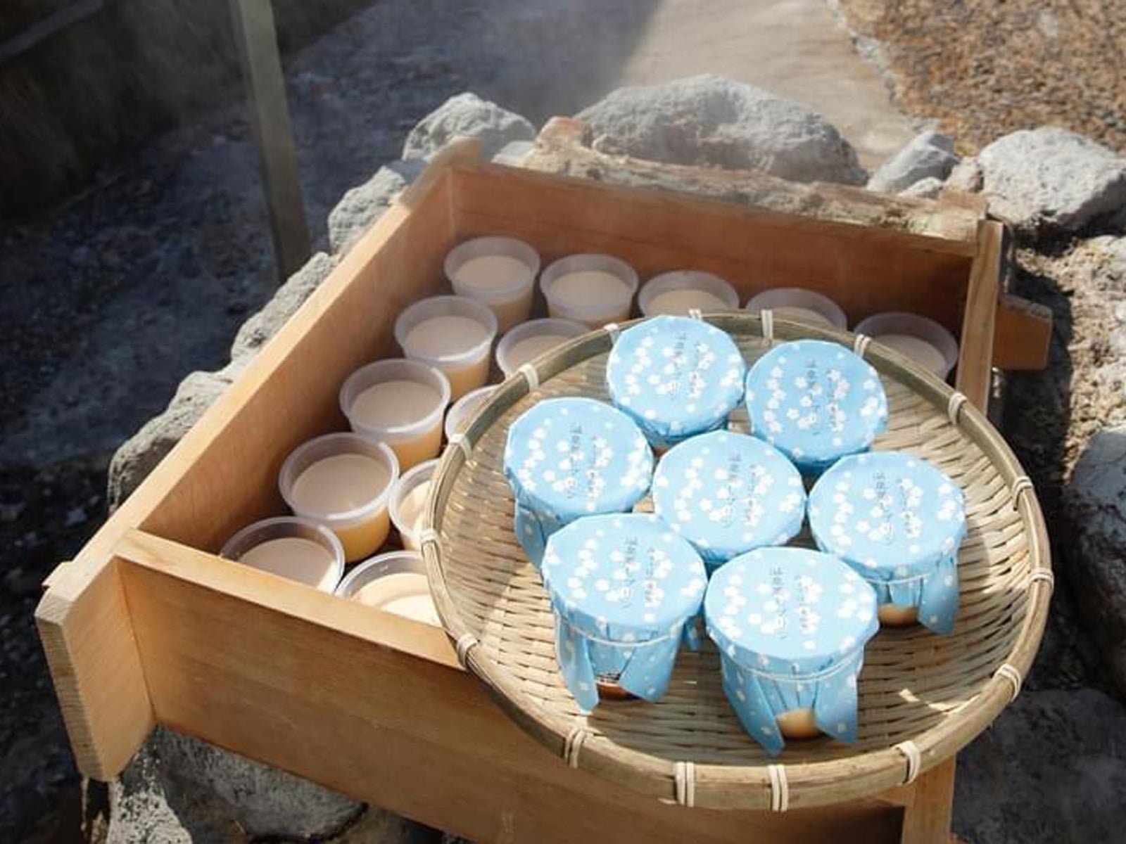 温泉蒸しプリンの陳列