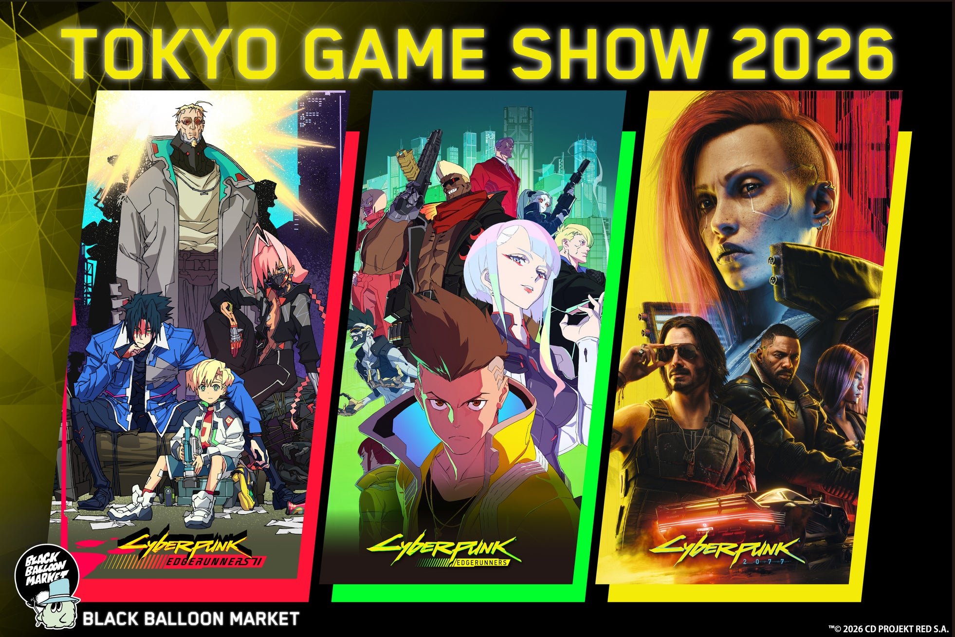 「サイバーパンク: エッジランナーズ2」「サイバーパンク: エッジランナーズ」「サイバーパンク2077」のキービジュアル