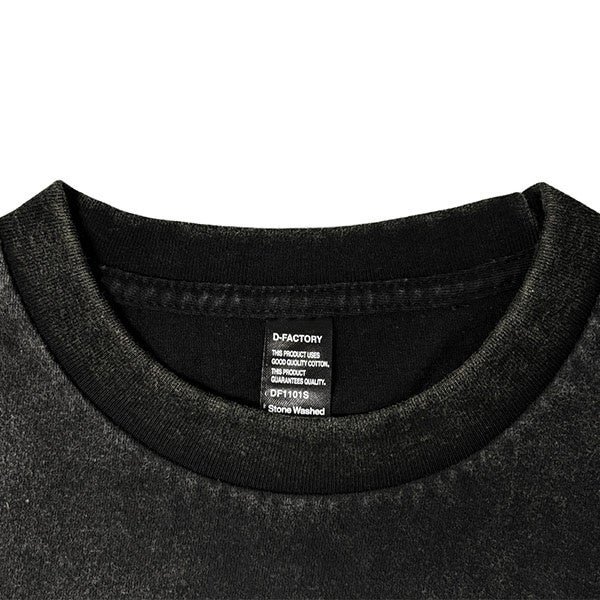 D-FACTORY 6.6oz ヴィンテージ長袖Tシャツ（1.6インチリブ）一本針縫製の衿元