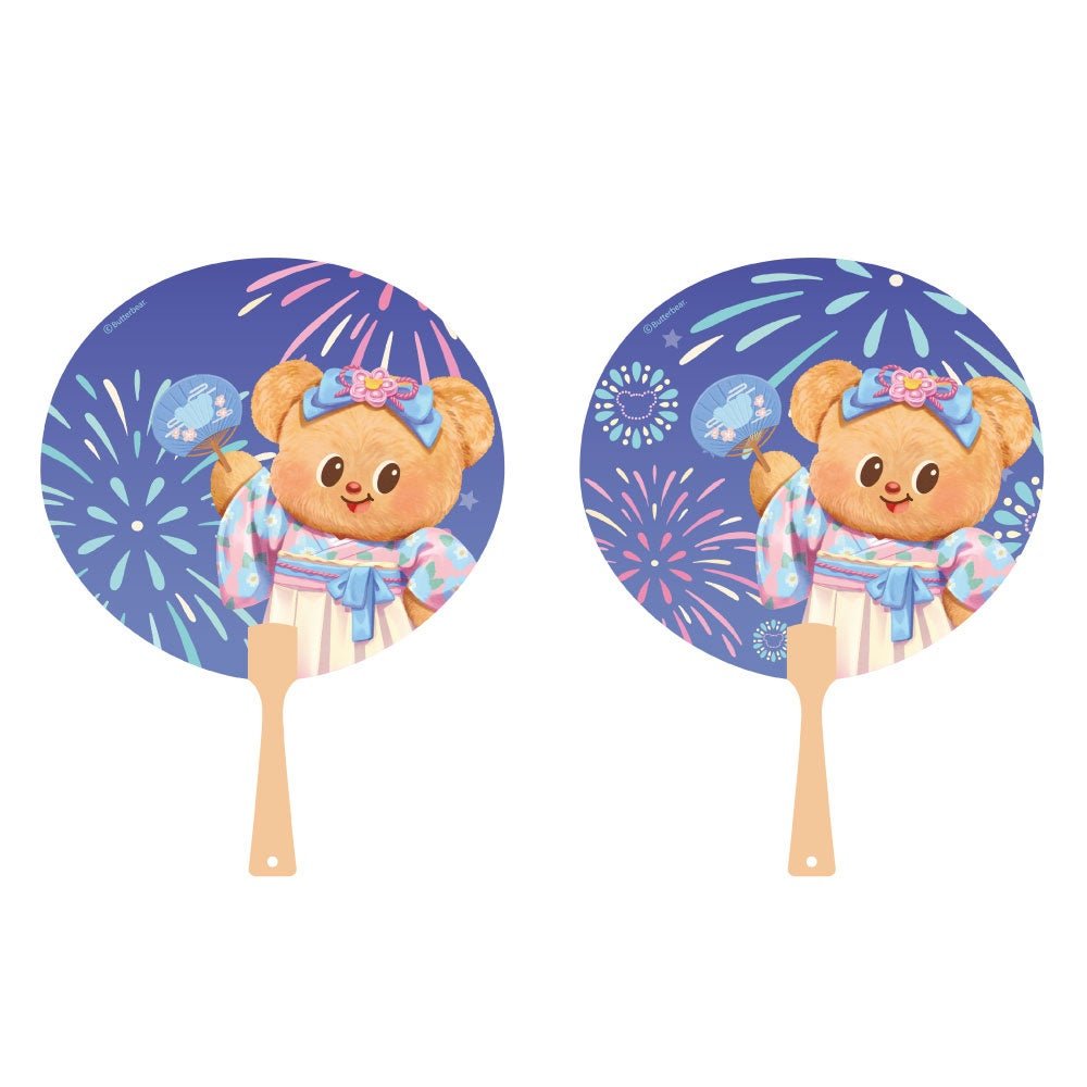 バターベア 花火柄うちわ