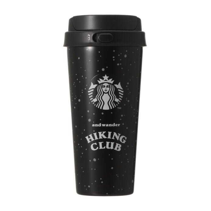 黒地星空模様のand wander×STARBUCKS HIKING CLUBタンブラー