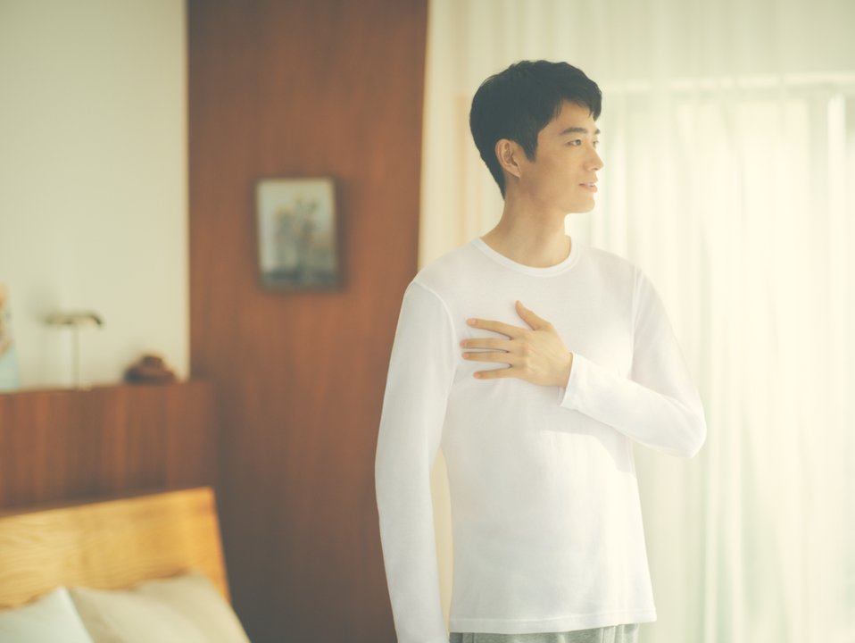 婦人 あったか綿 厚手ジャカードクルーネック長袖Tシャツ