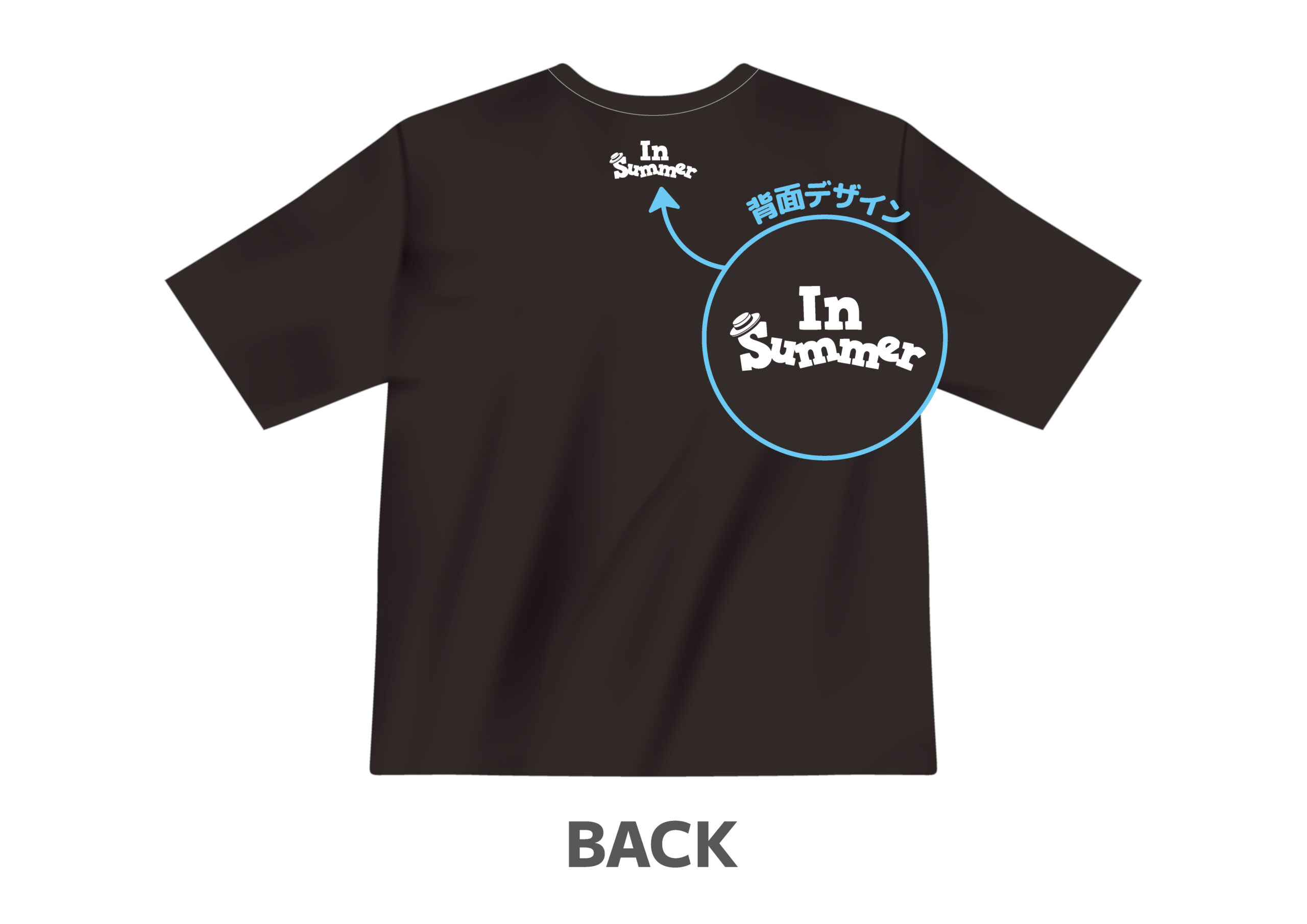 イン サマーの文字をプリントしたビッグTシャツ背面