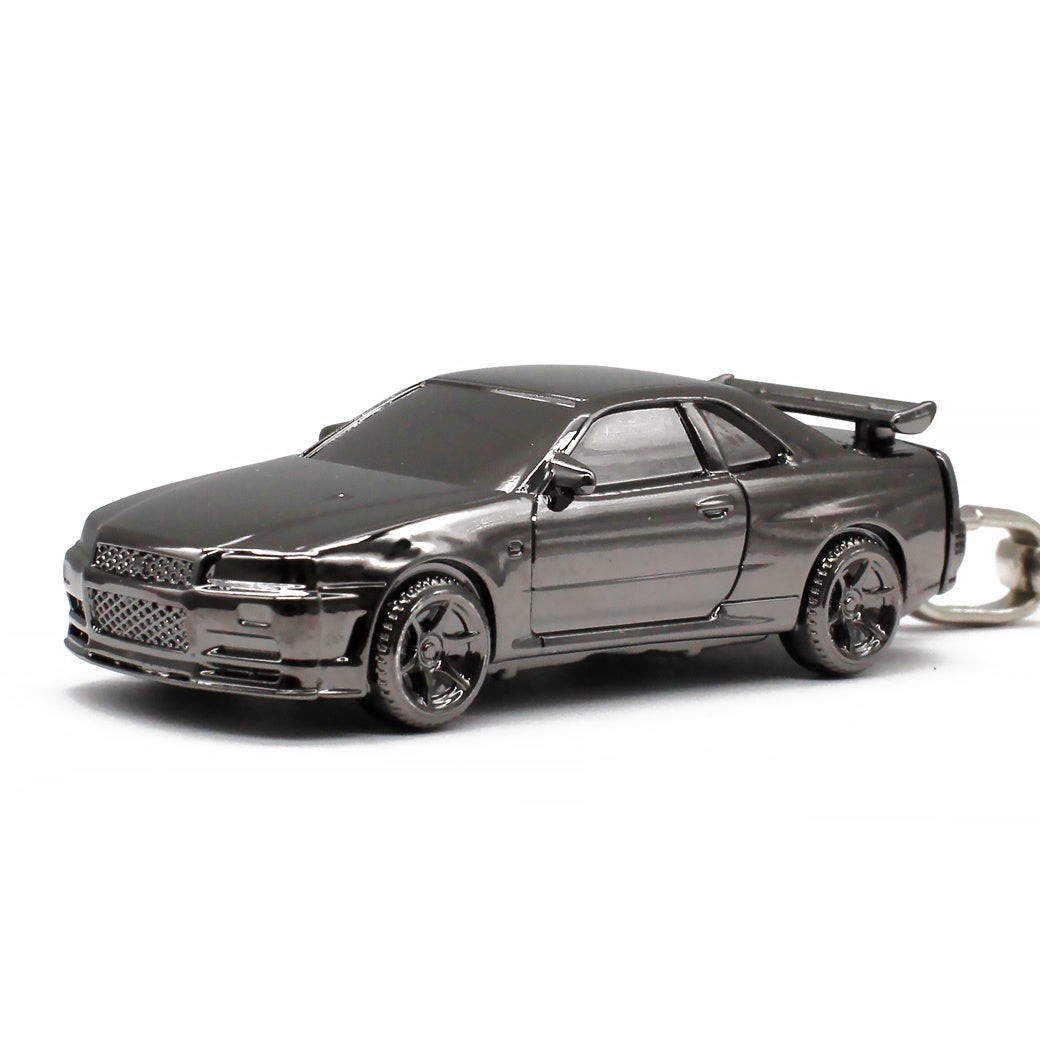 日産スカイライン GT-R(BNR34)3Dキーチェーン BLACK EDITIONの車体チャーム、フロントアングル