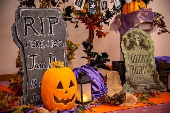 ハロウィン装飾が施された館内のフォトスポット