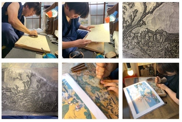 ドラえもん浮世絵木版画「東海道五十三次 日本橋 朝之景」