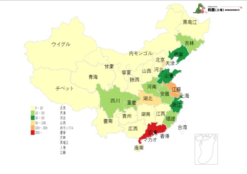 中国日系自動車製造業の地域分布